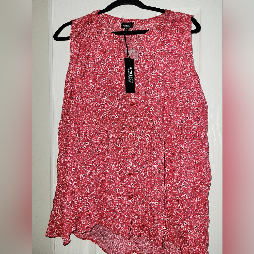 NWT Red & White Jones & Co. Sleeveless Top Size 1X